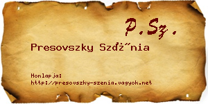 Presovszky Szénia névjegykártya